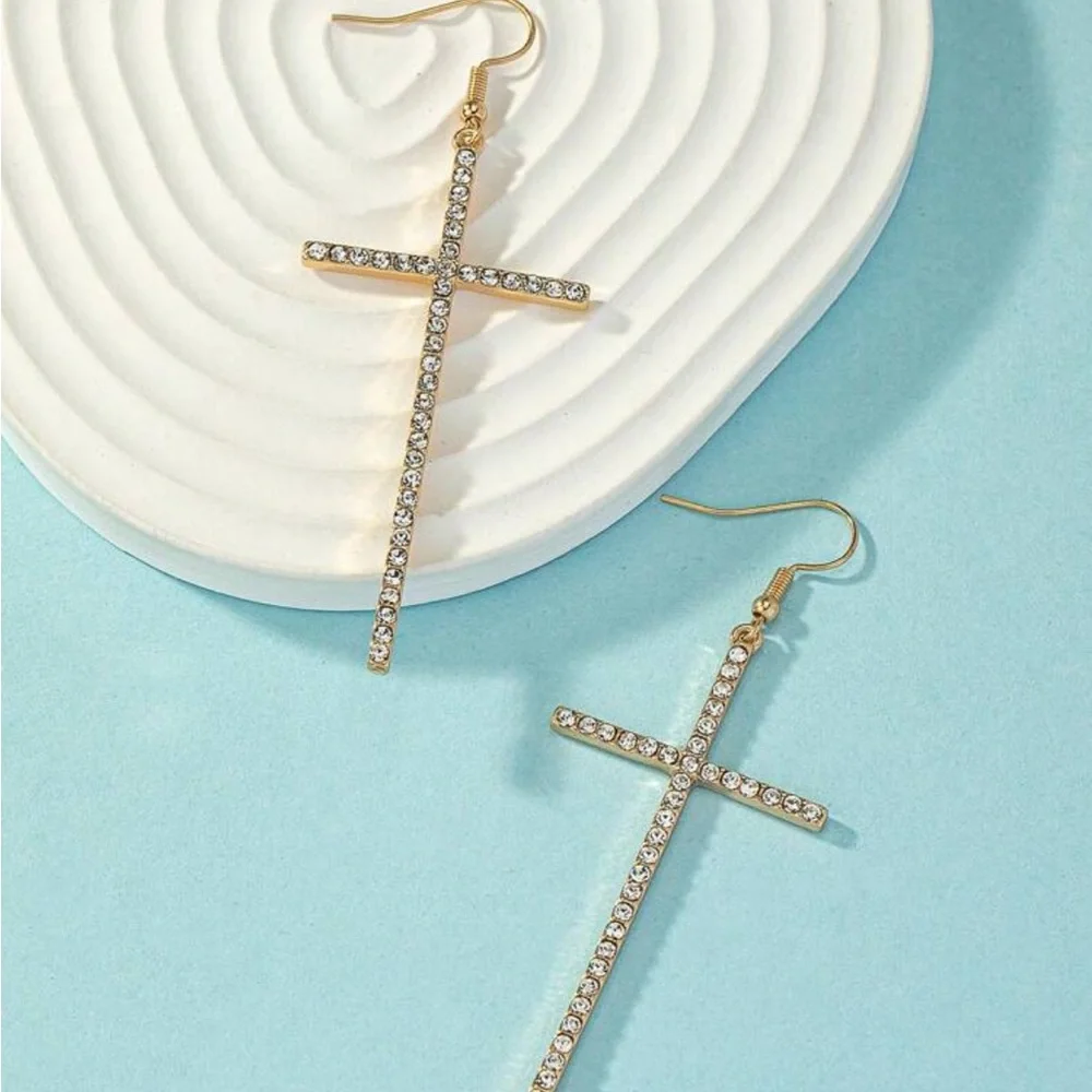 Rhinestone Cross Earrings